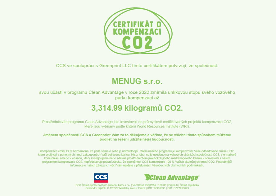 MENUG přispívá na životní prostředí